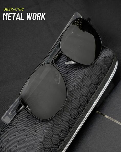 Okno C1EL1081 UV-Protected Rectangular Sunglasses For Men (Black, OS)