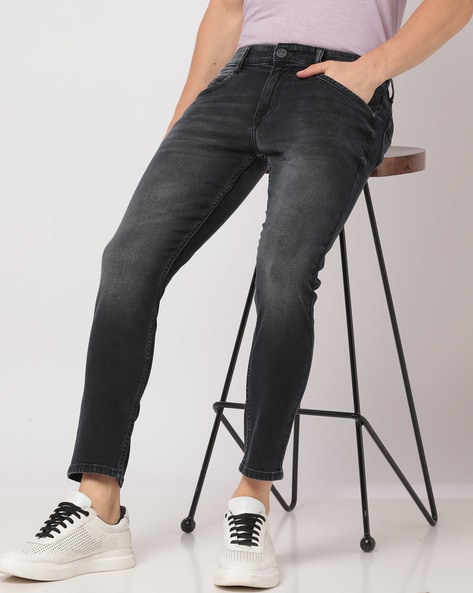 Mid-Wash Skinny Fit Jeans