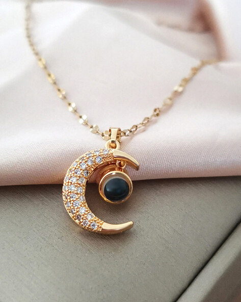 Crescent Moon Pendant Jewellery-Gift for Girlfriend-Silver Chain – Niscka