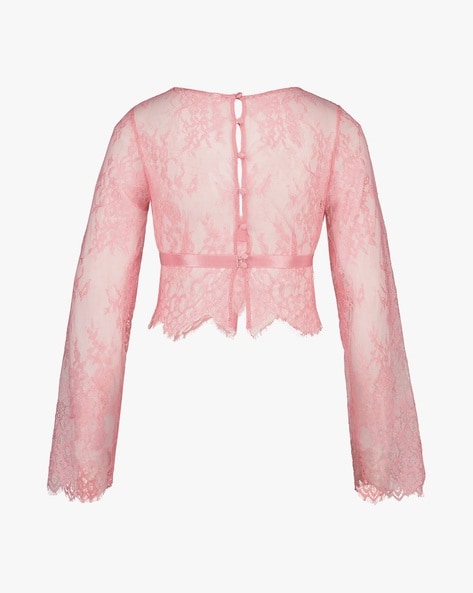 Buy Hunkemoller Lace Sheer Top, Pink Color Women