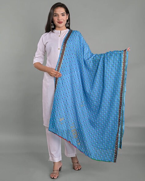 Bandhani Print Dupatta with Lace Border Price in India