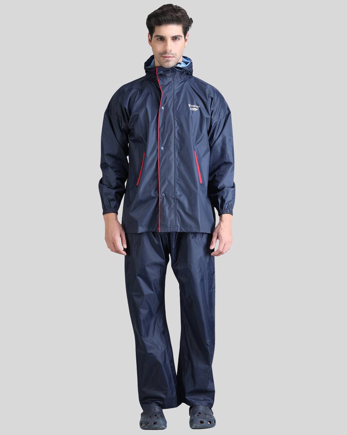 Raincoat For Men HANMENGXUAN Rain Suit, Waterproof Breathable Ultra-Lite 2  Pieces Rainwear(Black,Small Rain Coat