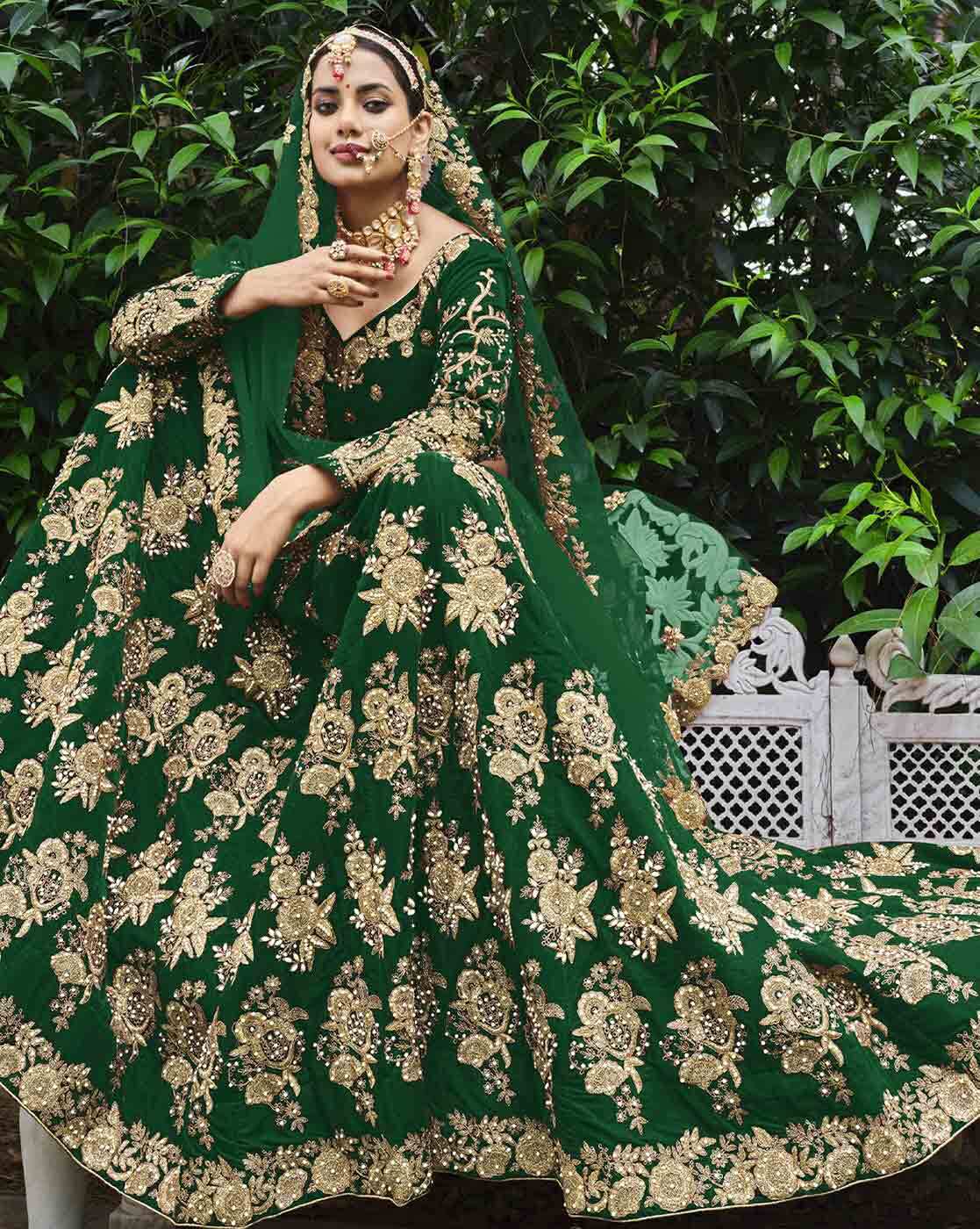 Buy Green Lehenga Choli Sets for Women by Odette Online