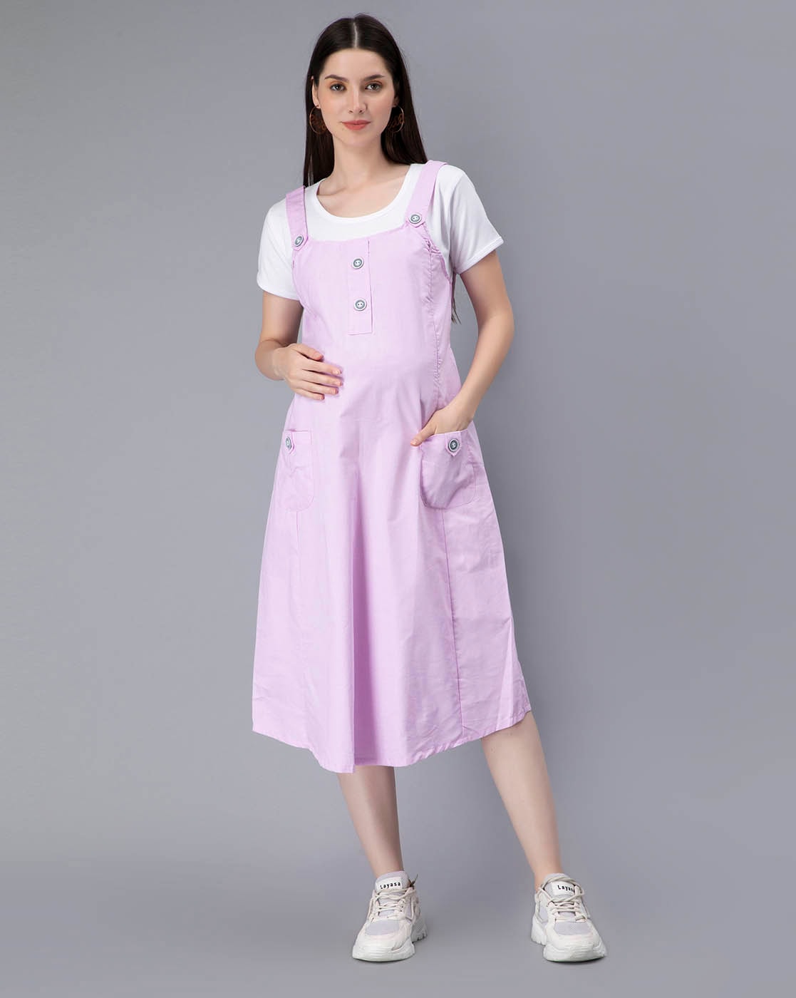 Cotton silk flared dress with pockets