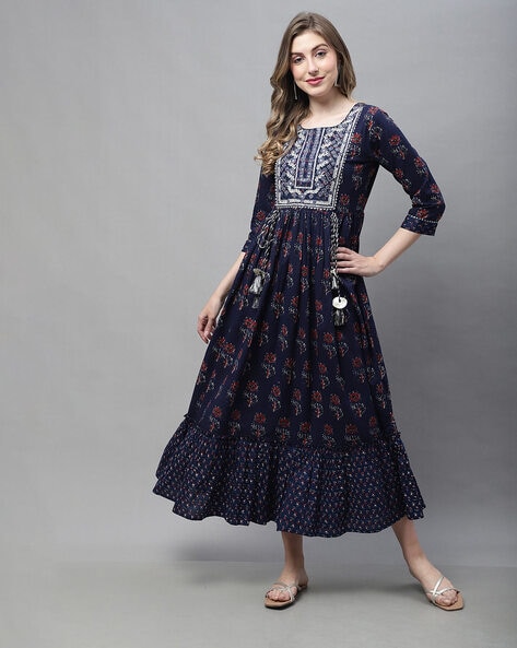 Rayon Printed Anarkali Kurti & Pant With Dupatta | Indian dresses, Kurti,  Kurtis with pants