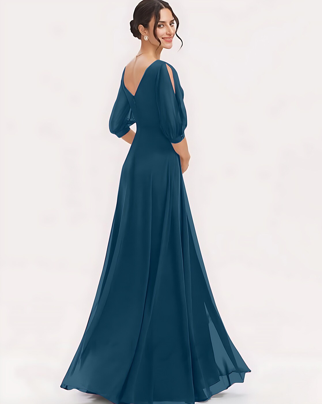 Buy Teal Blue Embroidered Gown For Women Online