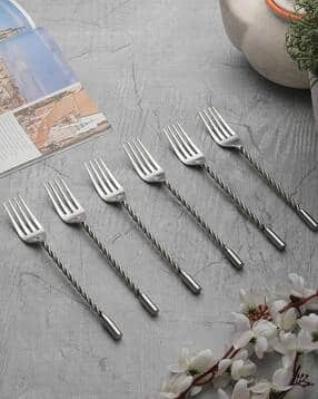 vareesha Set of 6 Forks with Matt Finish Twisted Handle-picture-7
