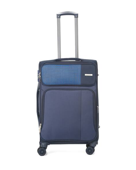 TEAKWOOD LEATHERS Unisex Navy Blue Soft Body Trolley Bag | Lightweight Polyester Travel Luggage - Medium