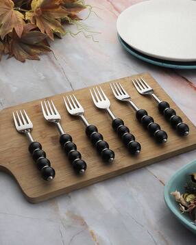Set of 6 Beaded Stainless Steel Forks-image-32