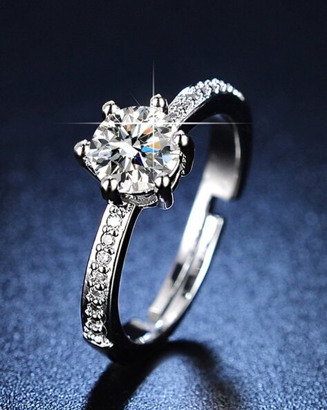Women's Stainless Steel Cubic Zirconia CZ Solitaire Engagement Wedding Ring  | eBay