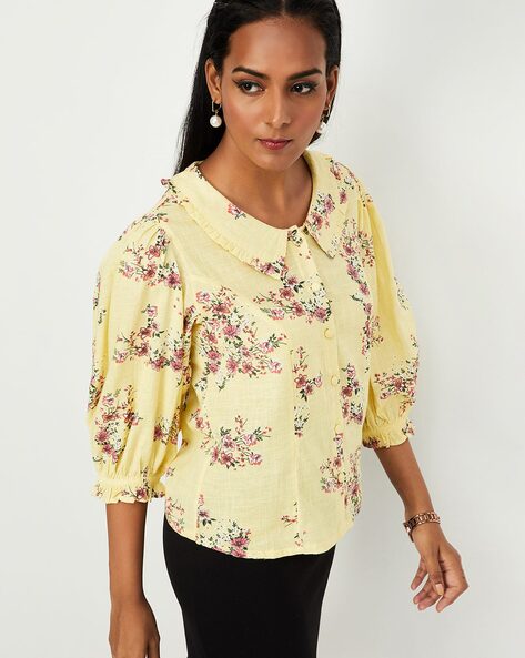 Pale yellow store womens tops