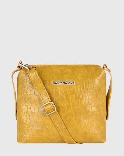BAGSY MALONE Women Croc-Embossed Sling Bag with Detachable Strap