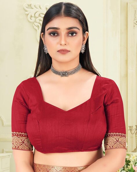 Buy Readymade Maroon Saree Blouse, Designer Saree Blouse,banarasi Silk Sari  Blouse, Sari Top , Indian Sari, Elbow Sleeves Blouse Online in India - Etsy