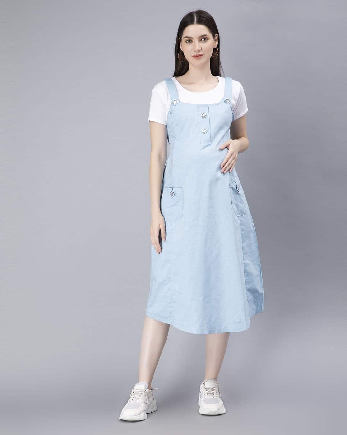 princess polly baby blue dress Pinafore Dress in Blue Plaid Cord With Ribbed Top – LARILI main image 0