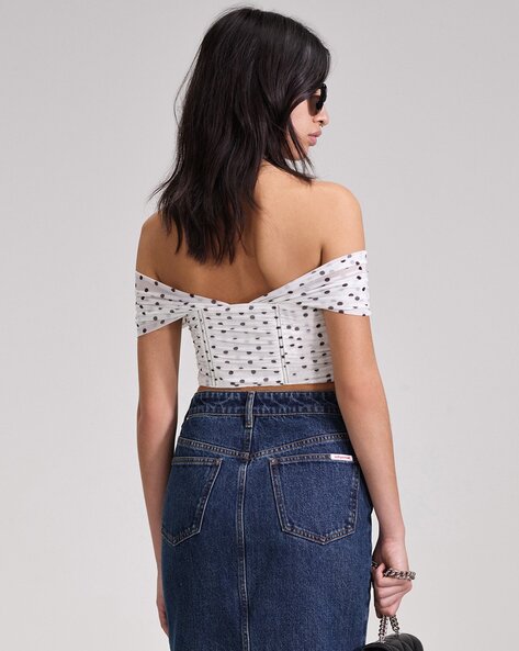 Polka dot off hot sale the shoulder top