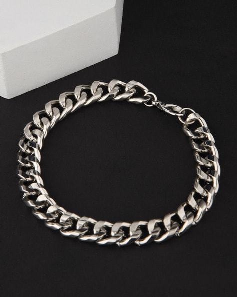 Cuban Link Chain Silver Curb Bracelet 8.5
