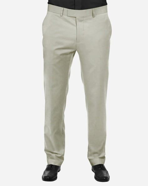Buy Classic Polo Mens Cotton Solid Slim Fit Grey Color Trouser online