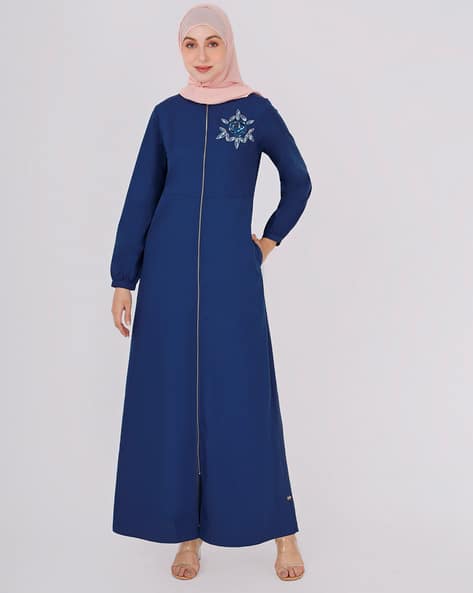 blue burqa dress Islamic Women's Simplicity One Piece Prayer Dress With Attached Hijab