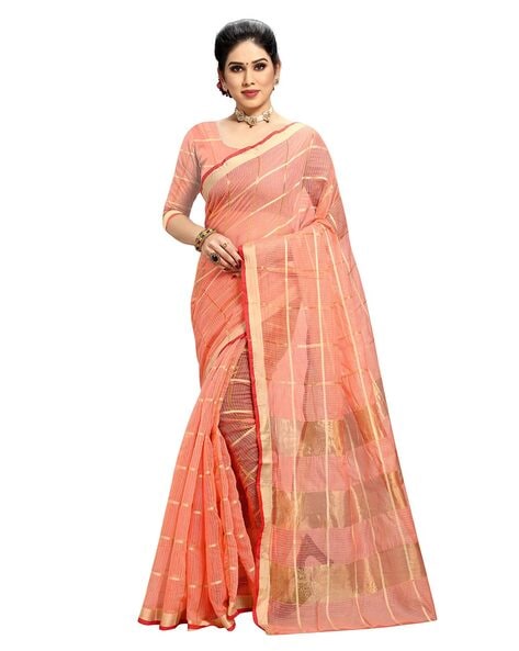 Peach Mul Cotton Saree – ShopBollyWear.Com