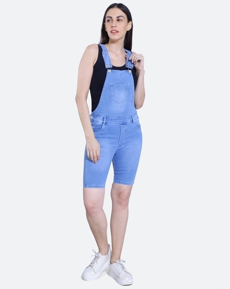 Buy Roadster Blue Denim Dungarees - Dungarees for Women 1584897 | Myntra