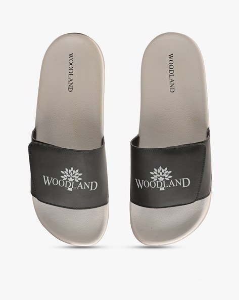 Men Logo Print Slides with Velcro Fastening