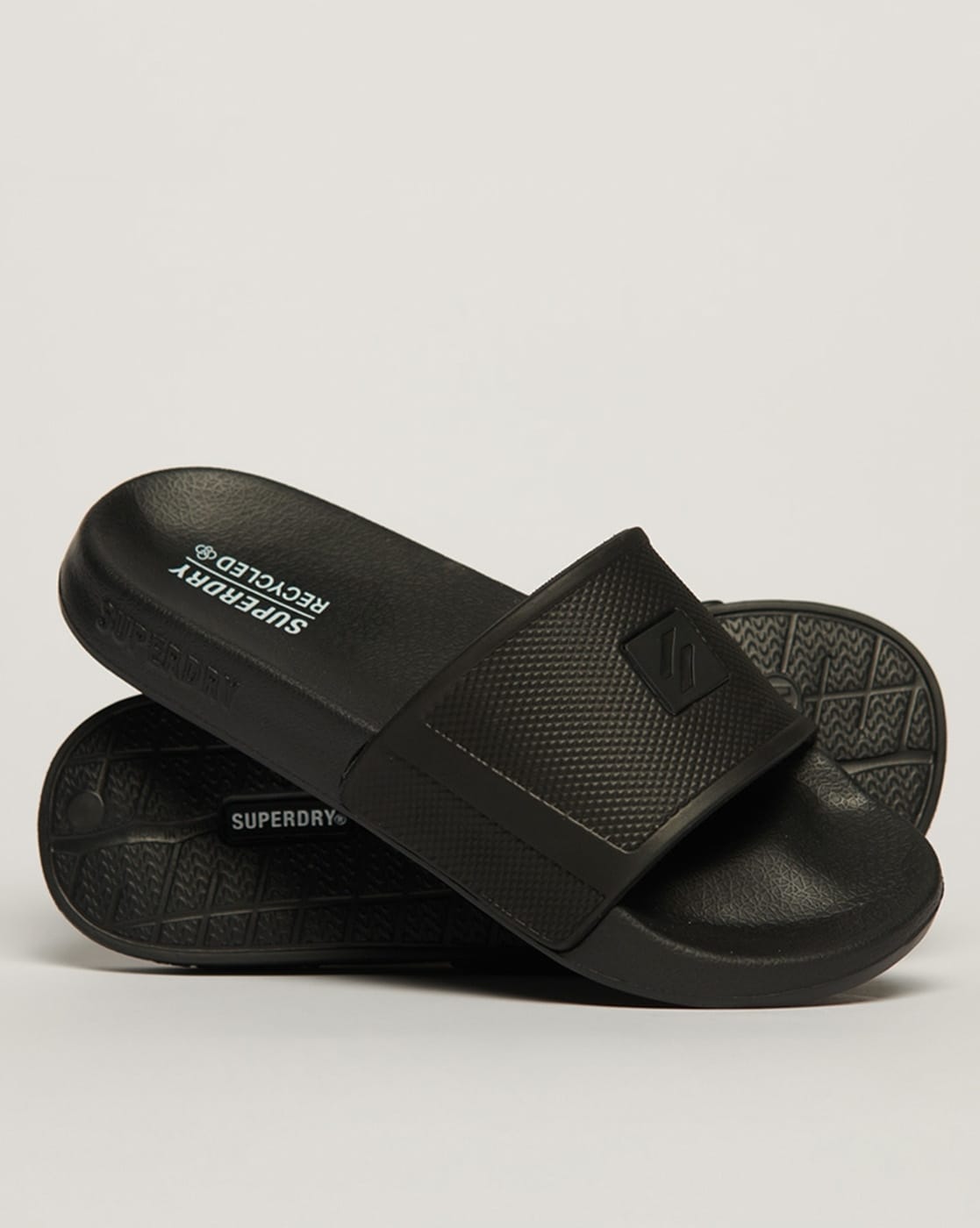 Superdry slides black hot sale