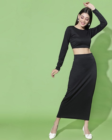 Black midi skirt co ord outlet set