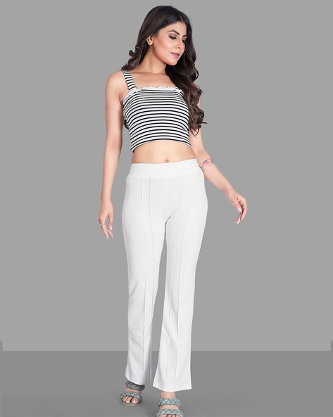 Buy White Trousers & Pants for Women by AUSK Online | Ajio.com