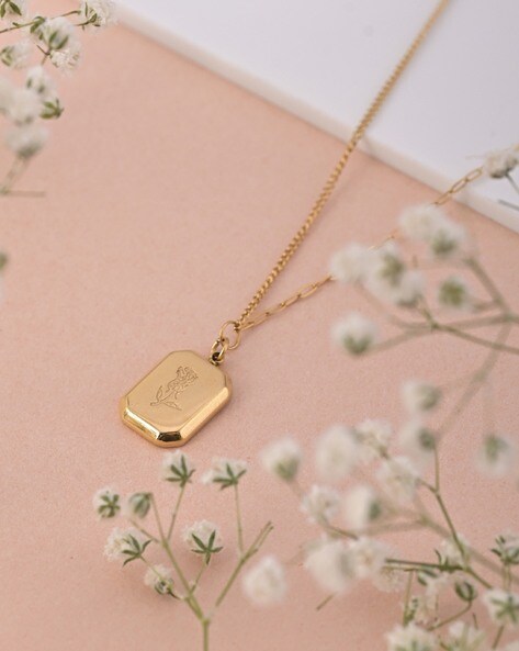 Rose engraved outlet necklace