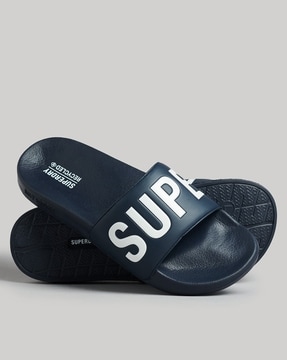 Men's CODE Logo Pool Sliders in Black/black