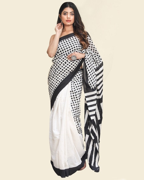 Rose Black Handloom Pochampally Ikkat Mercerized Cotton Saree –  Paarijaatham.com