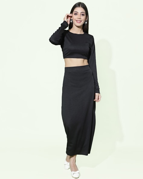 Buy Black Current Skirt Top Co-Ord Set for Women Online in India