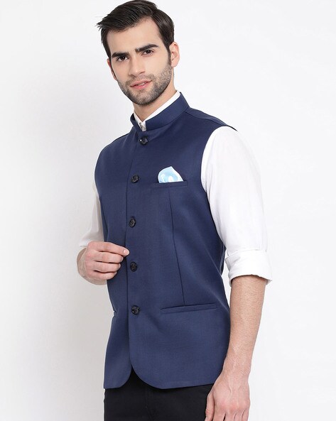 Buy SOJANYA Men's Cotton Peacock Blue Kurta & Peacock Blue Nehrujacket with  White Churidar Pyjama Set :Size-XXL at Amazon.in