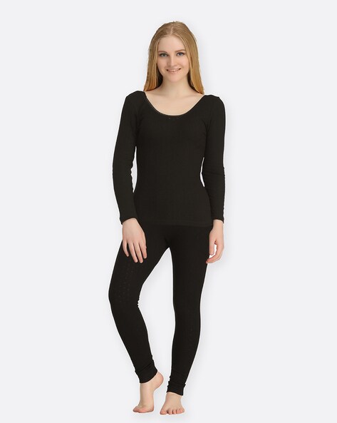 2541 Soft Touch Microfiber Elastane Stretch Fleece Thermal Leggings with  Stay Warm Technology