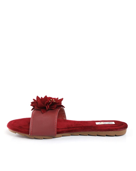 Buy Maroon Flat Sandals for Women by Svrnaa Online | Ajio.com