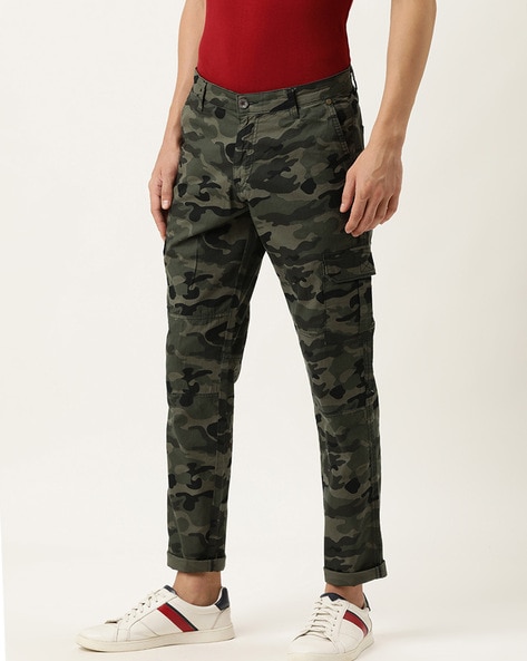Buy JACK AND JONES Green Mens 6 Pocket Slim Fit Camouflage Cargos   Shoppers Stop