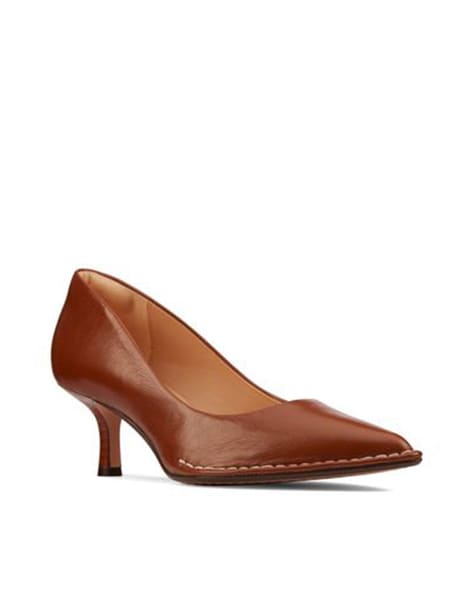Brown Two-Tone Metallic Accent Block Heel Loafer Pumps - CHARLES & KEITH IN