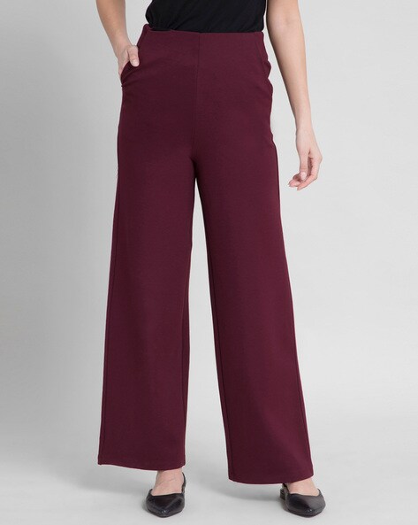 Trousers with creases  BurgundyPink  Ladies  HM IN