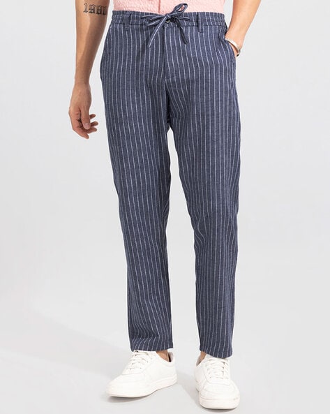 Buy Snitch Striped Flat Front Pants at Redfynd