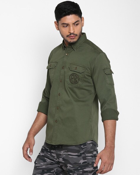 ROYAL ENFIELD Men Military Camouflage Casual Grey Shirt - Buy ROYAL ENFIELD  Men Military Camouflage Casual Grey Shirt Online at Best Prices in India