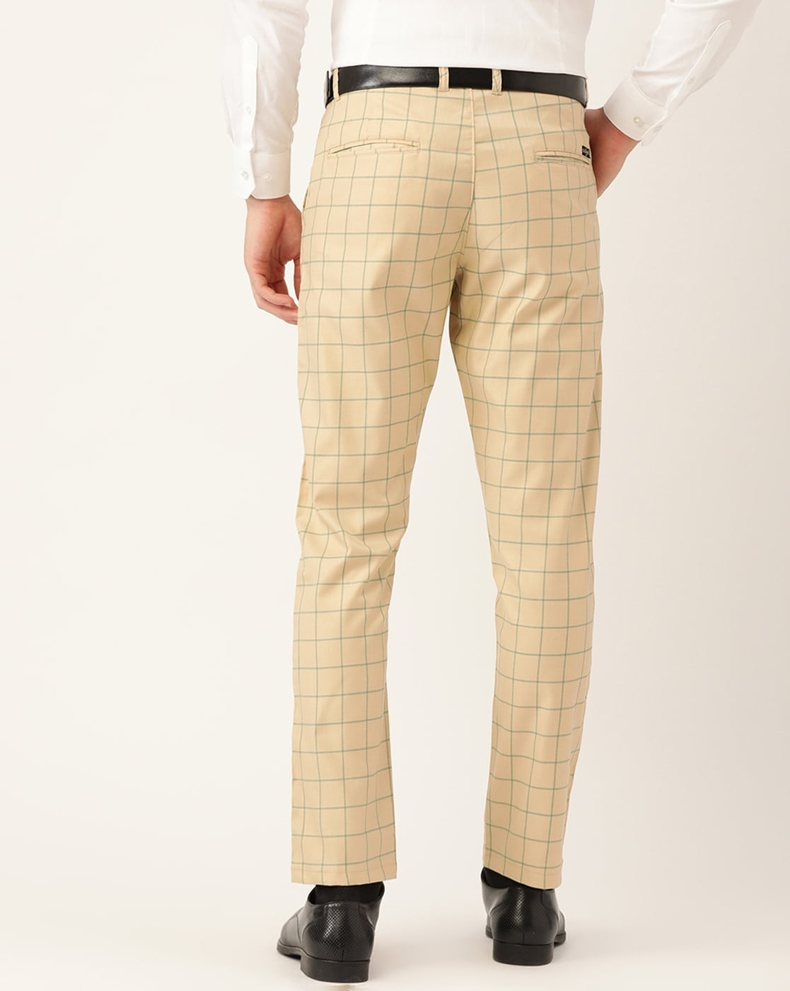 Buy Men Beige Slim Fit Check Casual Trousers Online - 677669 | Allen Solly