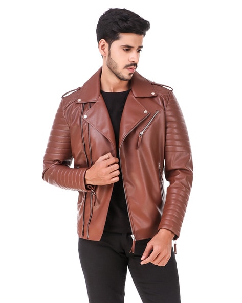 Leather Jacket with Fur Collar – Black | DAB Leather Accessories