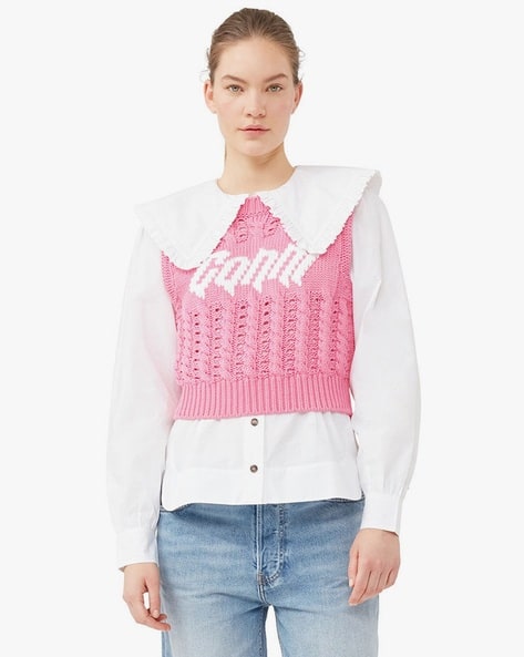 Brand-Knit Crop Vest