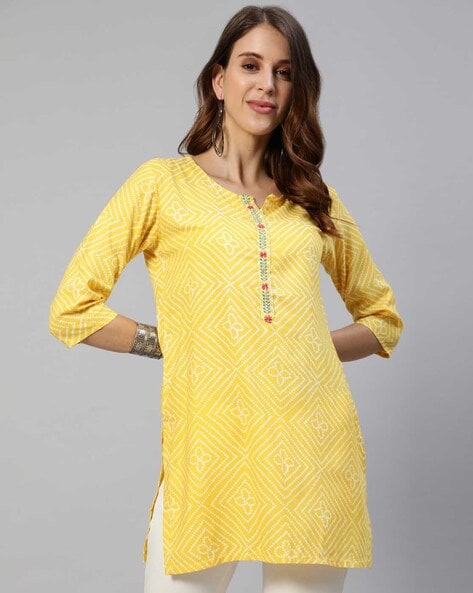 Buy studiorasa Yellow Embellished A Line Short Kurti for Women Online @  Tata CLiQ