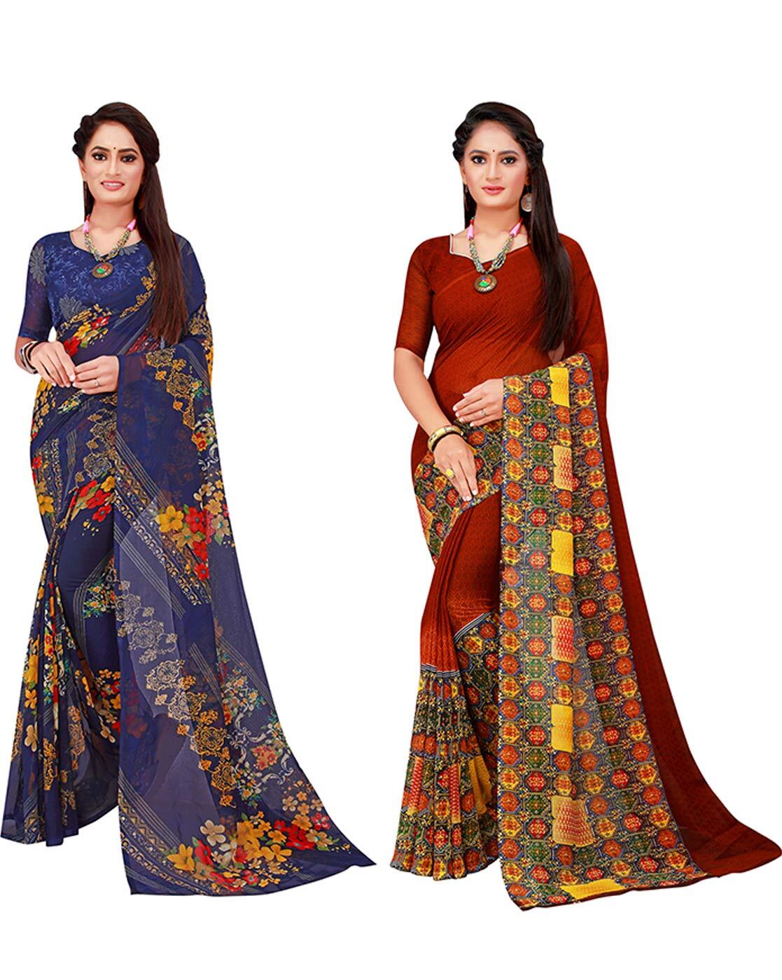 Buy online Women's Saree Combo With Blouse from ethnic wear for Women by  Vkaran for ₹599 at 80% off | 2024 Limeroad.com
