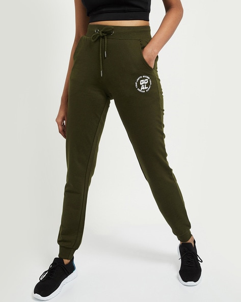 Buy Ru Sweet Women's Active High Waisted Sporty Gym Athletic Fit Jogger  Sweatpants Baggy Lounge Pants with Pockets, Army Green, Medium at Amazon.in