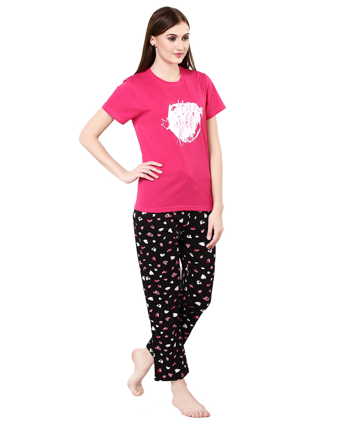 Evolove Women's Pyjama Set Liva  Shirt Pyjama Set for Women Night