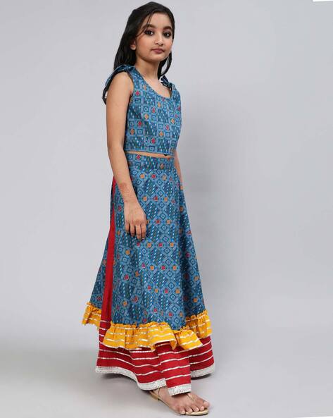 Buy Bhandari Fashion Girls Blue Embroidery Cotton Lehenga Choli - 7 to 8  Years Kids Online at Best Prices in India - JioMart.