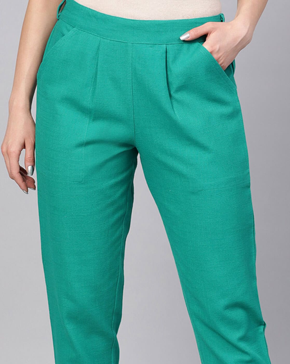 Plain Green Ladies Cotton Casual Pants at Rs 280/piece in Jaipur