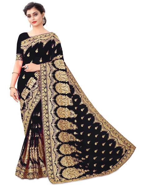 Purple & Cream half & half Georgette Designer saree features floral design,  patch-work border